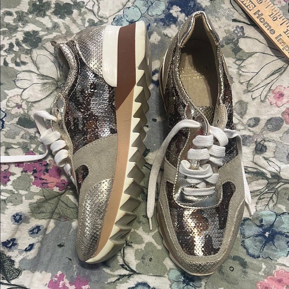 Gold Sequin White Mountain Made in Italy Women's Sneakers